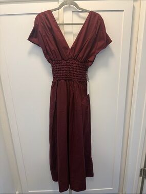 STAUD Smocked-Waist Dress